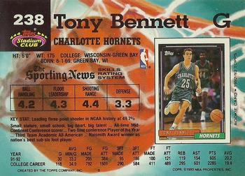 1992-93 Stadium Club #238 Tony Bennett Back