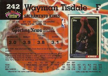 1992-93 Stadium Club #242 Wayman Tisdale Back