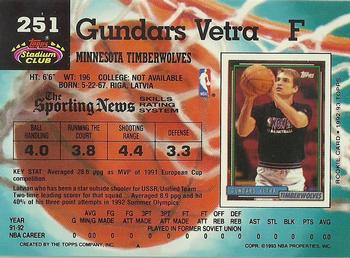1992-93 Stadium Club #251 Gundars Vetra Back
