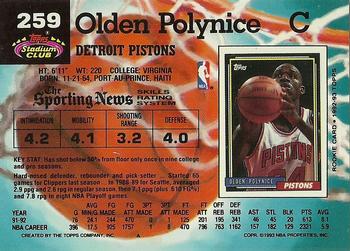 1992-93 Stadium Club #259 Olden Polynice Back