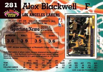 1992-93 Stadium Club #281 Alex Blackwell Back