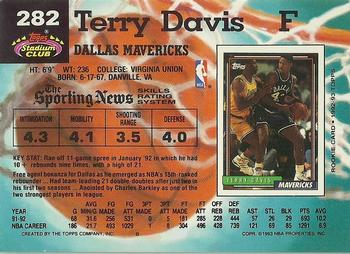 1992-93 Stadium Club #282 Terry Davis Back
