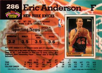 1992-93 Stadium Club #286 Eric Anderson Back