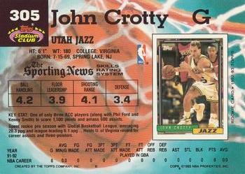 1992-93 Stadium Club #305 John Crotty Back