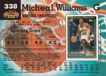 1992-93 Stadium Club #338 Micheal Williams Back