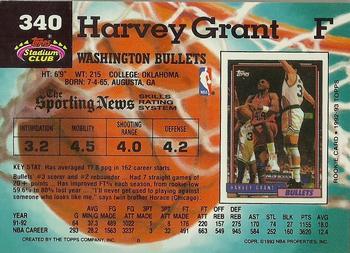 1992-93 Stadium Club #340 Harvey Grant Back