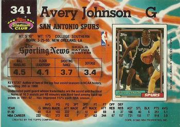 1992-93 Stadium Club #341 Avery Johnson Back