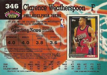 1992-93 Stadium Club #346 Clarence Weatherspoon Back