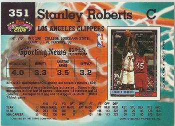 1992-93 Stadium Club #351 Stanley Roberts Back