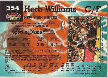 1992-93 Stadium Club #354 Herb Williams Back