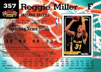 1992-93 Stadium Club #357 Reggie Miller Back