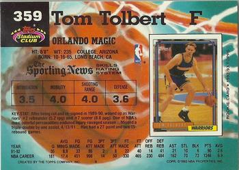 1992-93 Stadium Club #359 Tom Tolbert Back
