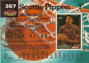1992-93 Stadium Club #367 Scottie Pippen Back