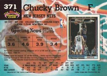 1992-93 Stadium Club #371 Chucky Brown Back