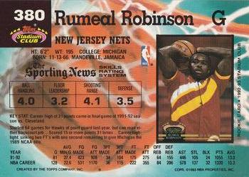 1992-93 Stadium Club #380 Rumeal Robinson Back