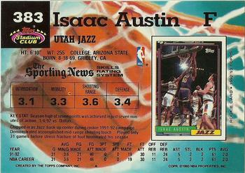 1992-93 Stadium Club #383 Isaac Austin Back