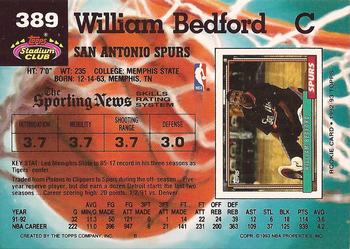 1992-93 Stadium Club #389 William Bedford Back