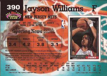 1992-93 Stadium Club #390 Jayson Williams Back