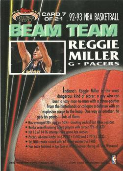 1992-93 Stadium Club - Beam Team #7 Reggie Miller Back