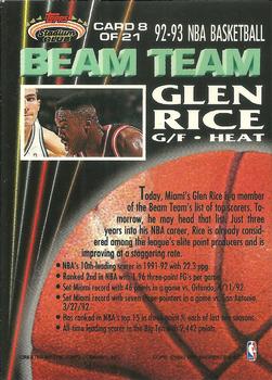 1992-93 Stadium Club - Beam Team #8 Glen Rice Back