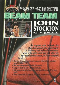 1992-93 Stadium Club - Beam Team #11 John Stockton Back
