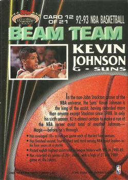 1992-93 Stadium Club - Beam Team #12 Kevin Johnson Back