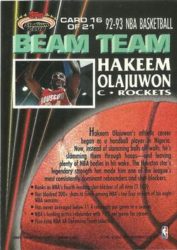 1992-93 Stadium Club - Beam Team #16 Hakeem Olajuwon Back