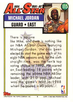 1992-93 Topps #115 Michael Jordan Back