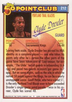 1992-93 Topps #212 Clyde Drexler Back