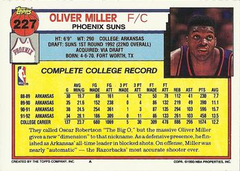 1992-93 Topps #227 Oliver Miller Back