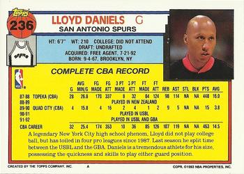 1992-93 Topps #236 Lloyd Daniels Back