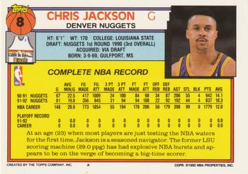 1992-93 Topps #8 Chris Jackson Back