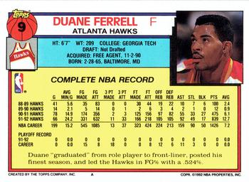 1992-93 Topps #9 Duane Ferrell Back