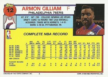 1992-93 Topps #12 Armon Gilliam Back
