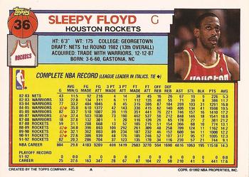 1992-93 Topps #36 Sleepy Floyd Back