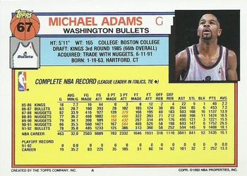 1992-93 Topps #67 Michael Adams Back