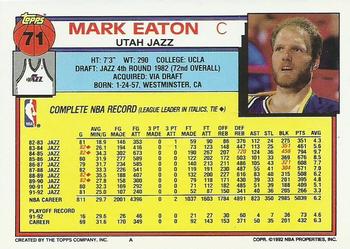 1992-93 Topps #71 Mark Eaton Back