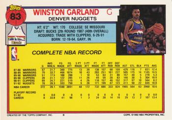1992-93 Topps #83 Winston Garland Back