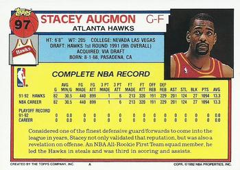 1992-93 Topps #97 Stacey Augmon Back