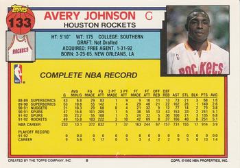 1992-93 Topps #133 Avery Johnson Back
