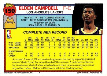 1992-93 Topps #150 Elden Campbell Back
