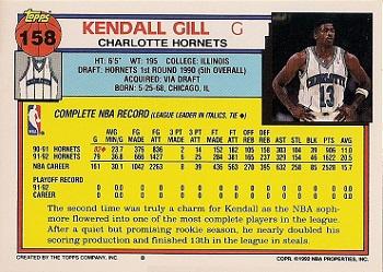 1992-93 Topps #158 Kendall Gill Back