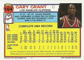 1992-93 Topps #164 Gary Grant Back