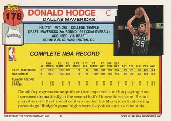 1992-93 Topps #178 Donald Hodge Back