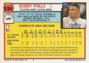 1992-93 Topps #226 Bobby Phills Back