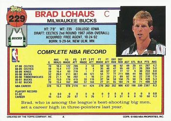 1992-93 Topps #229 Brad Lohaus Back