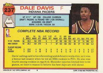 1992-93 Topps #237 Dale Davis Back