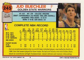 1992-93 Topps #245 Jud Buechler Back