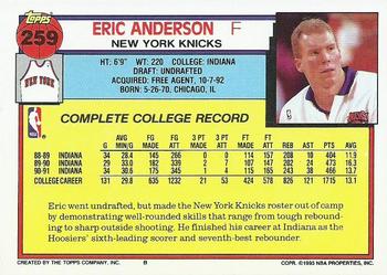 1992-93 Topps #259 Eric Anderson Back