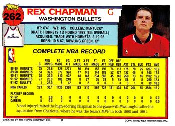1992-93 Topps #262 Rex Chapman Back